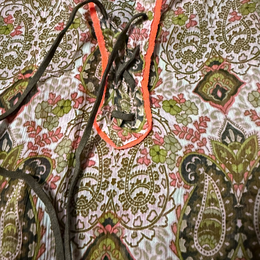 Bohemian Paisley Lace-Up Top